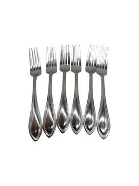 International Silver American Bead Stainless Dinner Forks 7.5" Flatware Set Of 6
